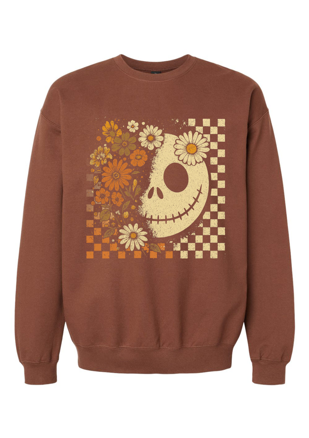 Retro Floral Skeleton Fall Sweater